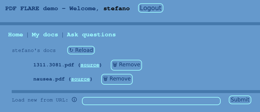 FLARE Demo, loaded PDF files